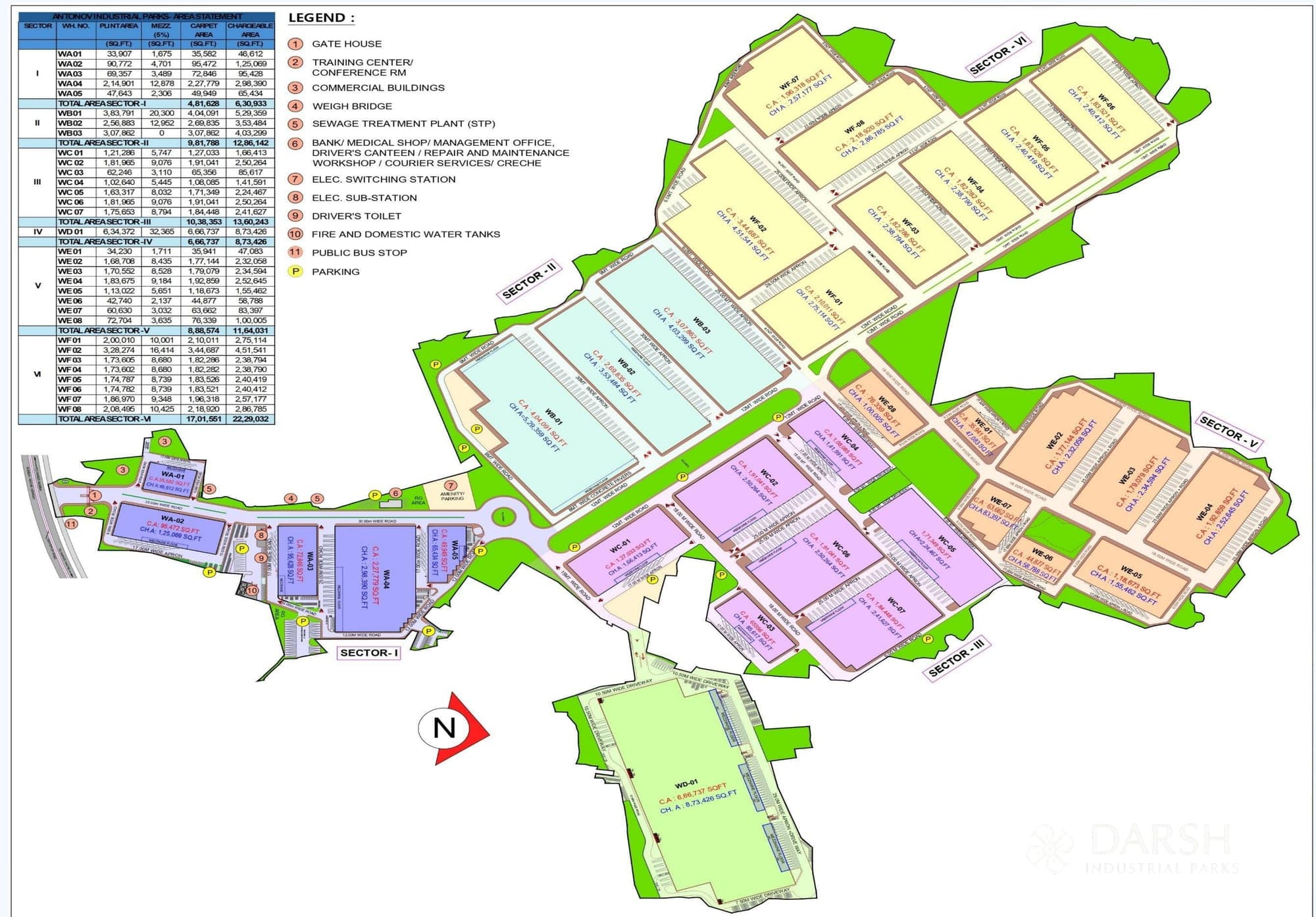 DIP-Bhiwandi 1 master layout — 250 acres across six sectors